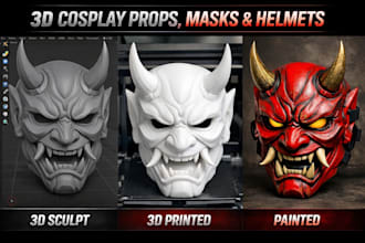 sculpt 3d mask model 3d helmet cosplay 3d mask print and paint mask stl file