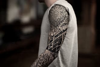 create sleeve tattoo design in geometric style