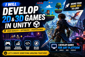be your unity 2d and 3d game developer for PC