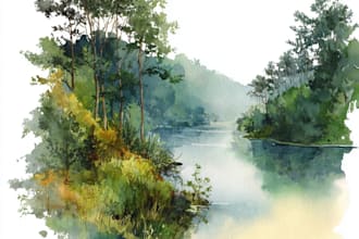 paint original watercolor landscape painting