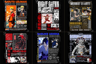 do custom typography, anime, sports, gaming, clothing, merch and t shirt design