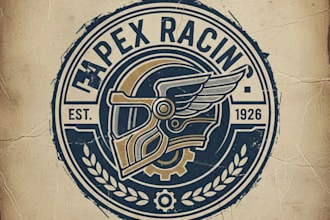 design a strong vintage helmet brand logo