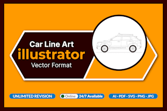 vector tracing car line art for print on demand in adobe illustrator