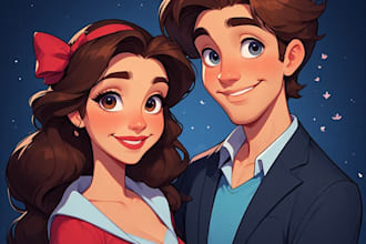 design a professional disney couple portrait