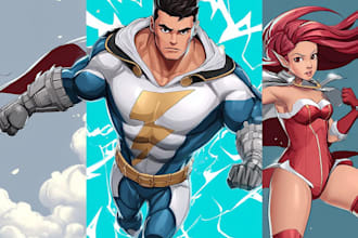 create professional superhero cartoon artwork