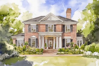 watercolor a house portrait