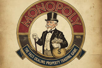 design a fun vintage monopoly style logo