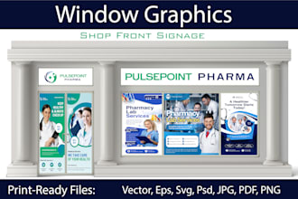 do professional shop front or storefront window graphics vinyl stickers, signage