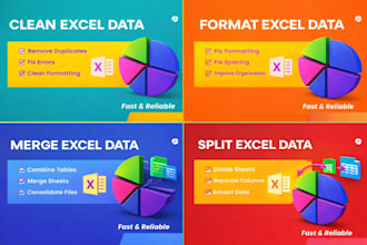 clean, format, merge, split excel data