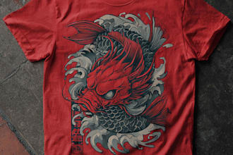 do tshirt design in japan style illustration