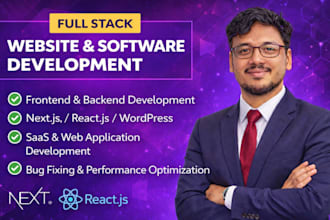 be your full stack web developer for custom websites and software, rectjs nextjs