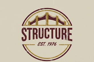 design a strong vintage structure logo