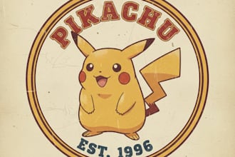 design a cute vintage pikachu style logo