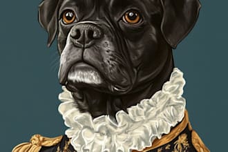 create a custom pet portrait, dog portrait cat portrait