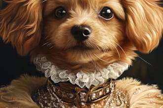 make a custom royal pet portrait, cat portrait, dog portrait