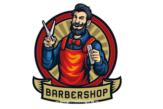 design cartoon barber logo for shop and salon