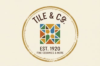 design a professional vintage tile logo
