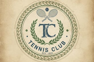 design a classic vintage tennis court logo