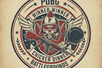 design a powerful vintage pubg style mascot logo