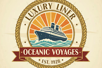 design an elegant vintage cruise ship logo