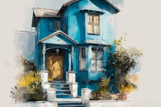 paint watercolor house portrait