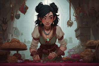 design character fantasy illustration for party