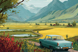 illustrate fantastic flat vector landscape illustration