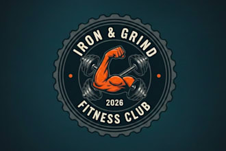 create physical fitness gym club bodybuilding logo design