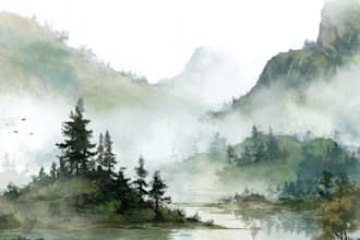 draw a watercolor landscape illustration