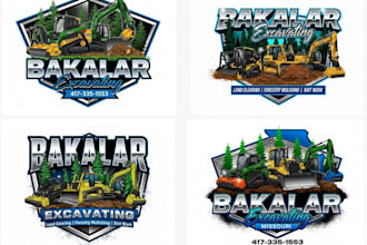 design your professional excavator logo in illustrator