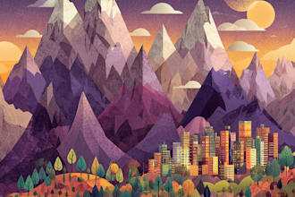illustrate fantastic flat vector landscape illustration