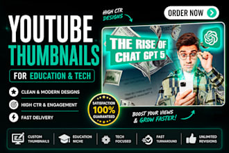 design clean youtube thumbnails for education and tech
