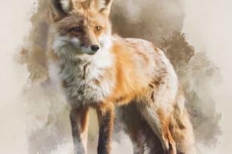 draw  cute animal illustration or cute cartoon illustration watercolor style
