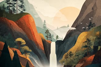 create flat landscape illustration of nature