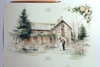 watercolor couple marriage engagement wedding portrait wall art gift