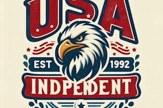 design high quality usa independent mascot logo with t shirt design