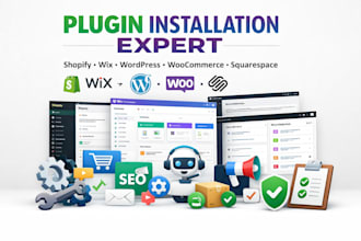 install configure wix wordpress squarespace shopify woocommerce website plugins