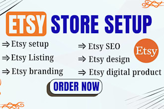 do etsy setup, etsy listing, etsy SEO, etsy digital product design and branding