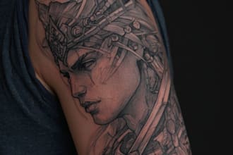 hand draw a full sleeve tattoo design