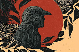 design bold linocut or woodcut style illustrations