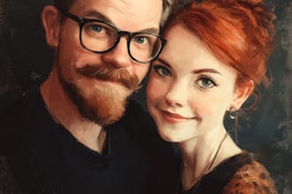 design couple portrait wedding portrait illustration