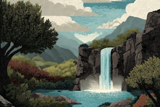 draw a flat vector landscape illustration