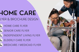 design home care flyer, senior care, independent living, eldercare flyer, church
