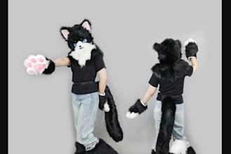design furry custom fursuit, fursuit head, full fursuit body