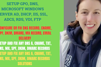 setup gpo, dns, microsoft windows server ad, dhcp, iis, SSL, adcs, rds, vdi, ftp