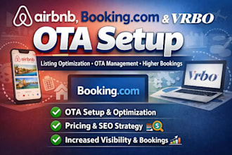 set up and optimize airbnb, vrbo, booking com, and vrbo ota listings