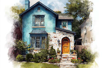paint watercolor house portrait