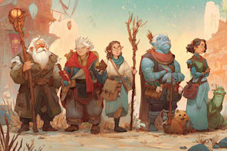 draw a dnd party character illustrations