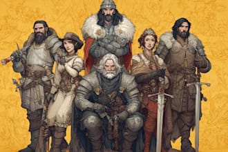 create cinematic dnd party poster and rpg illustrations