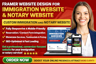 framer website design for immigration website and notary website